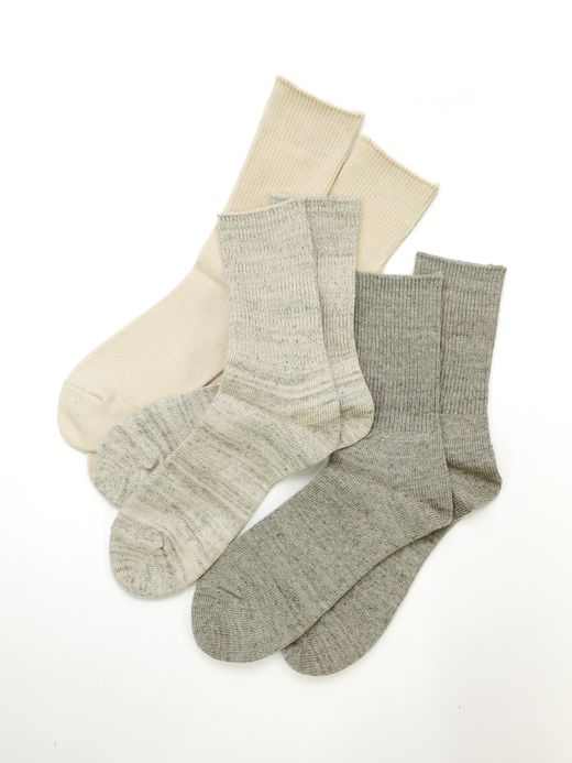 ROTOTO ORGANIC DAILY 3PACK RIBBED CREW SOCKS / 4colors