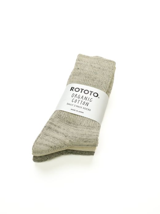 ROTOTO ORGANIC DAILY 3PACK RIBBED CREW SOCKS / 4colors