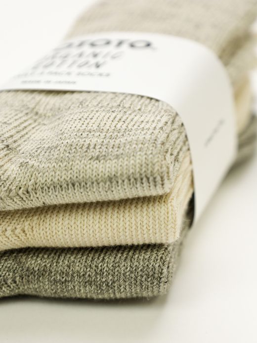 ROTOTO ORGANIC DAILY 3PACK RIBBED CREW SOCKS / 4colors