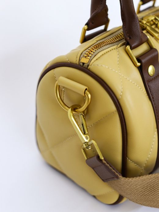 AMBERGLEAM MINI BOSTON QUILTING LEATHER BAG / Amber