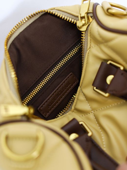 AMBERGLEAM MINI BOSTON QUILTING LEATHER BAG / Amber