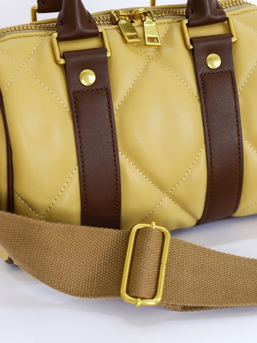 AMBERGLEAM MINI BOSTON QUILTING LEATHER BAG / Amber