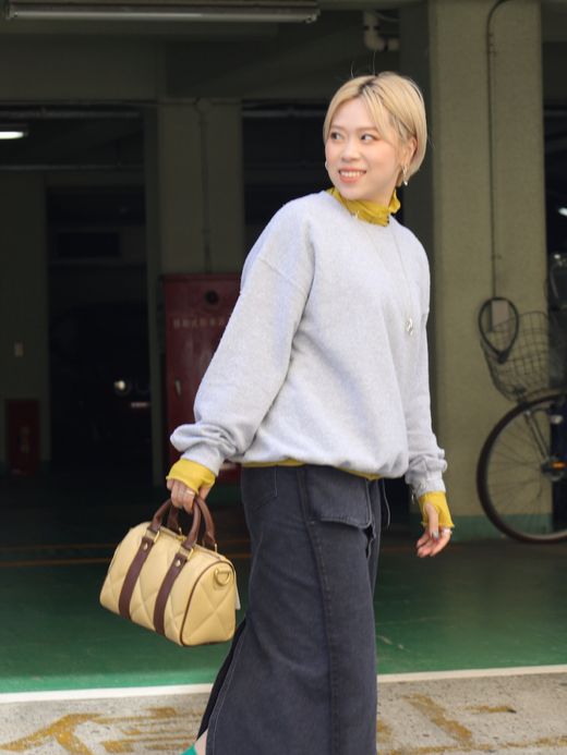 AMBERGLEAM MINI BOSTON QUILTING LEATHER BAG / Amber