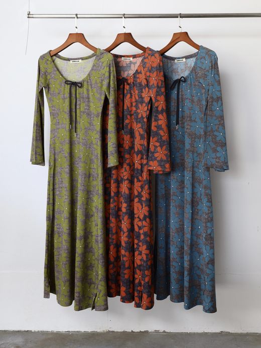 AMBERGLEAM FLOWER CUT BELL DRESS / 3colors