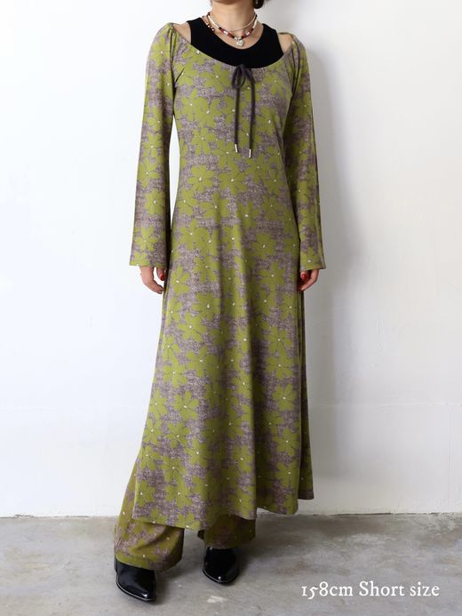 AMBERGLEAM FLOWER CUT BELL DRESS / 3colors