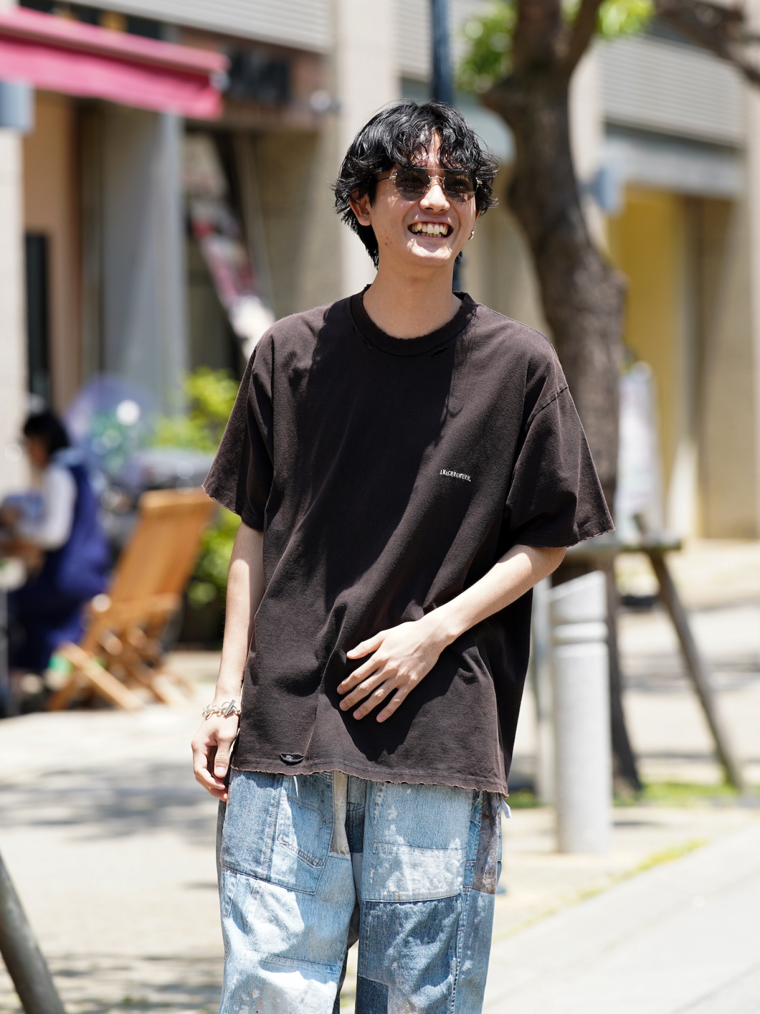 ANACHRONORM DAMAGED STANDARD EMB S/S T-S / Black | FLATBUSH