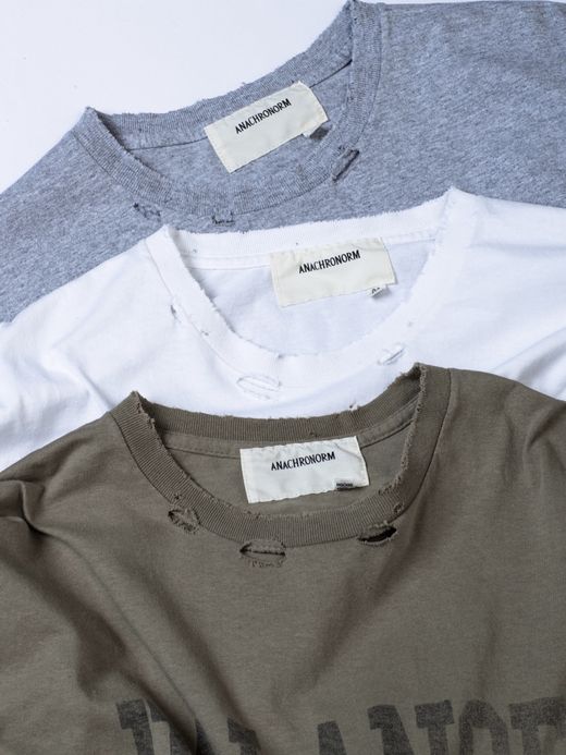 ANACHRONORM BALANCE PRINT DAMAGE S/S T-S / White