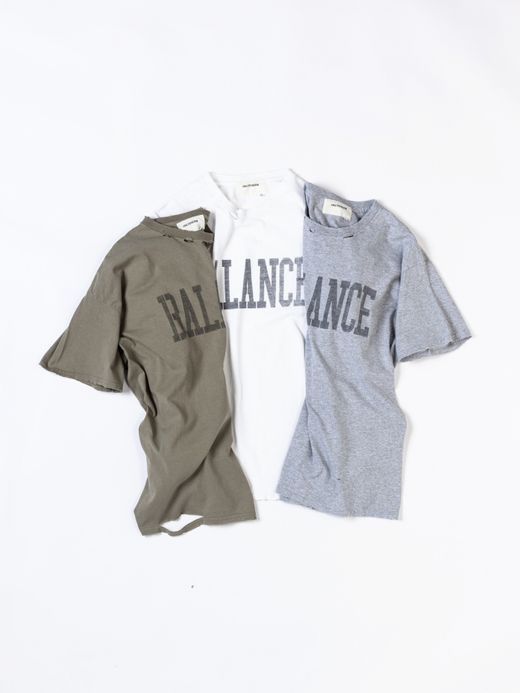 ANACHRONORM BALANCE PRINT DAMAGE S/S T-S / White