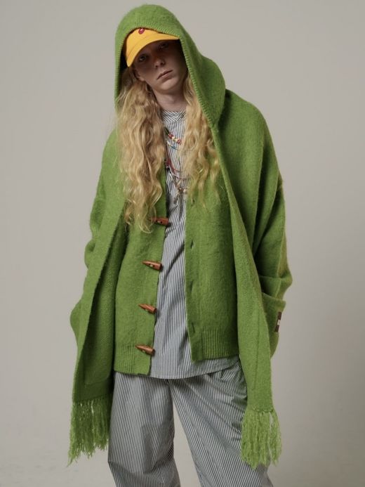 AMBERGLEAM MOIST TOUCH KNIT CARDIGAN / Green