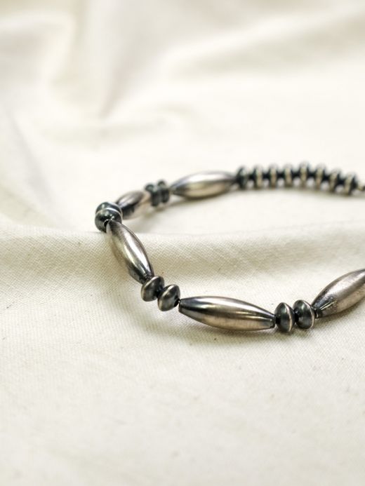 Indian Jewelry NAVAJO BRACELET / Silver beads