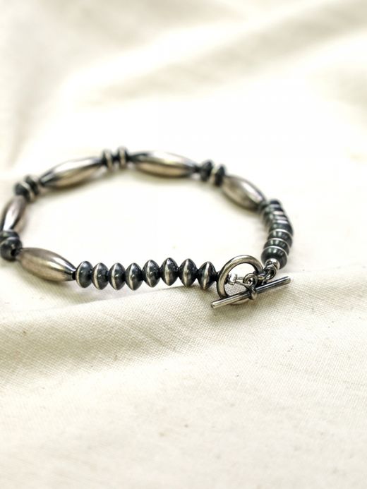 Indian Jewelry NAVAJO BRACELET / Silver beads