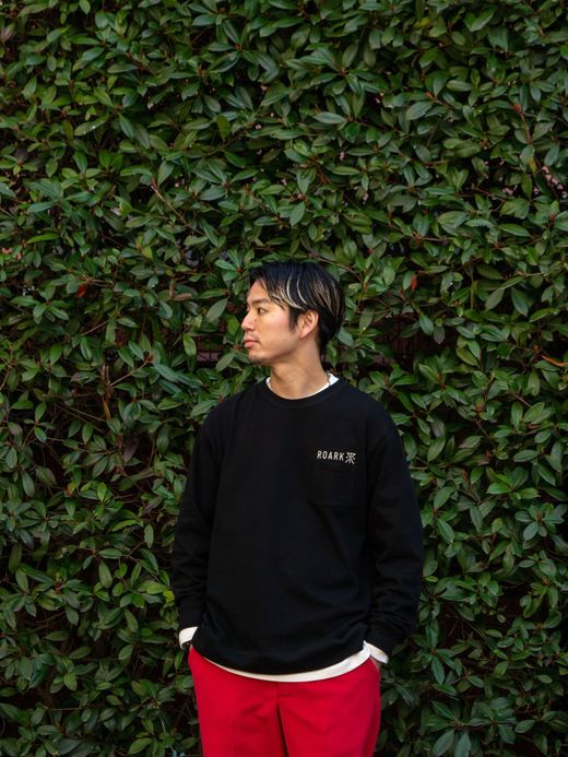 ROARK REVIVAL "LOGO" 9.3oz H/W L/S POCKET TEE / Black