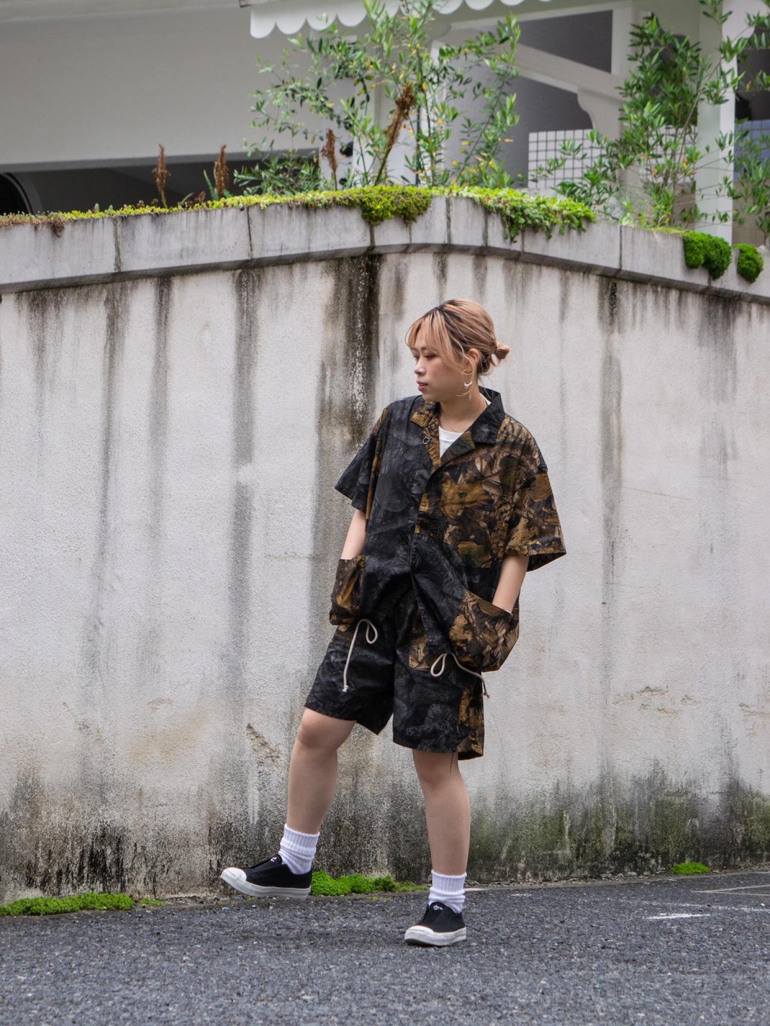 ANACHRONORM Hand Print Open Collar Shirt [HANABI] - Fresh