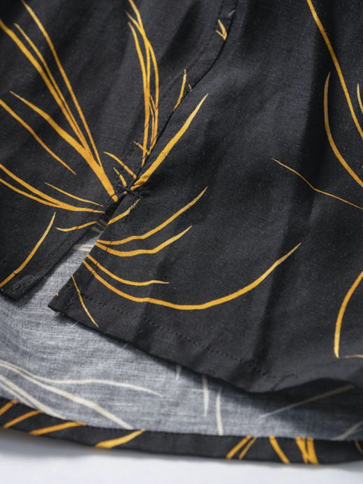 ANACHRONORM FIREWORKS S/S TUCK OPEN COLLAR SHIRT / Black