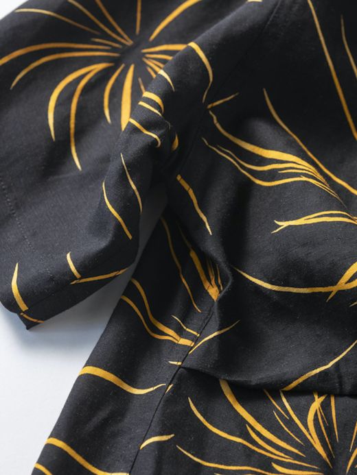 ANACHRONORM FIREWORKS S/S TUCK OPEN COLLAR SHIRT / Black