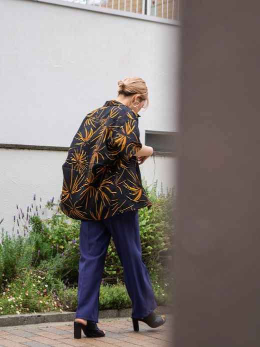 ANACHRONORM FIREWORKS S/S TUCK OPEN COLLAR SHIRT / Black