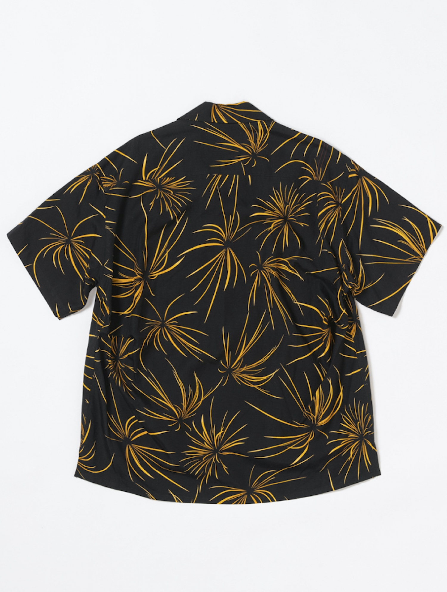 ANACHRONORM FIREWORKS S/S TUCK OPEN COLLAR SHIRT / Black