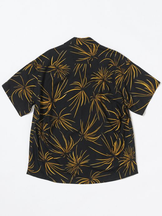 ANACHRONORM FIREWORKS S/S TUCK OPEN COLLAR SHIRT / Black