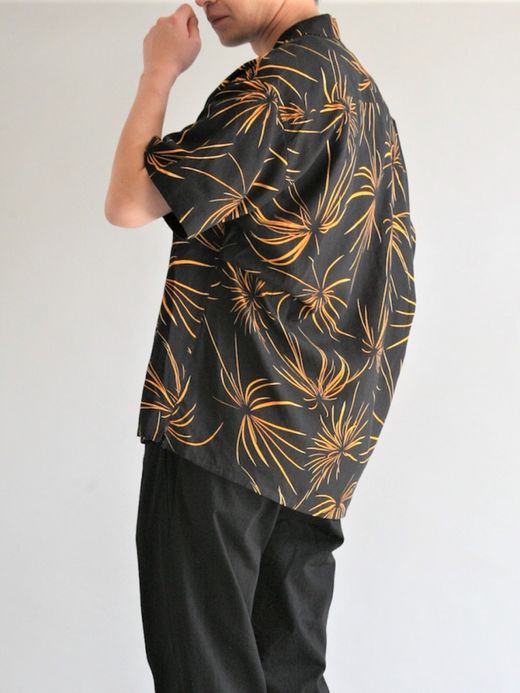 ANACHRONORM FIREWORKS S/S TUCK OPEN COLLAR SHIRT / Black