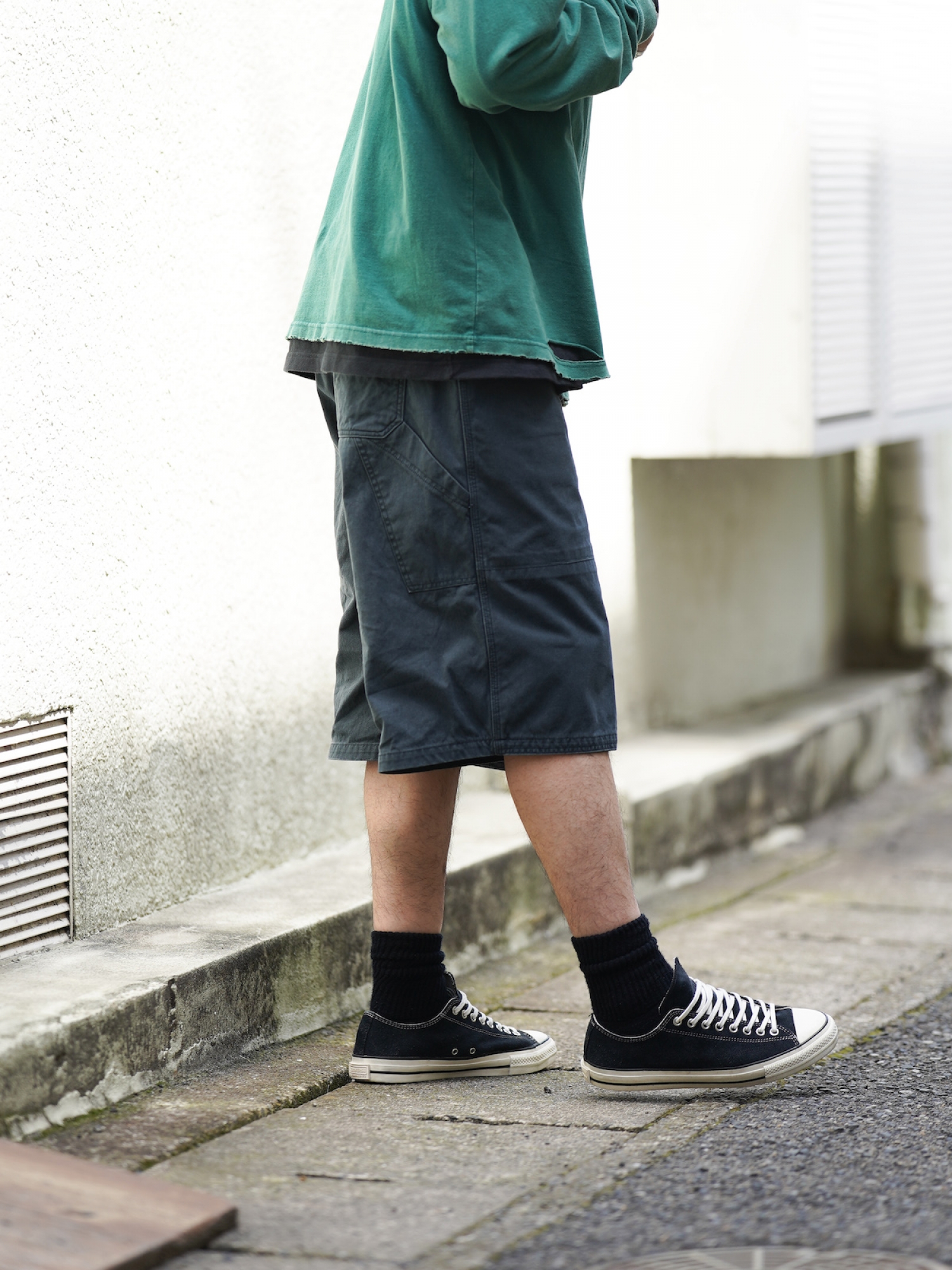 アナクロノーム ダック ペインター イージーパンツ 黒 サイズ01 ANACHRONORM DOUBLE KNEE PAINTER SHORT PANTS / Black