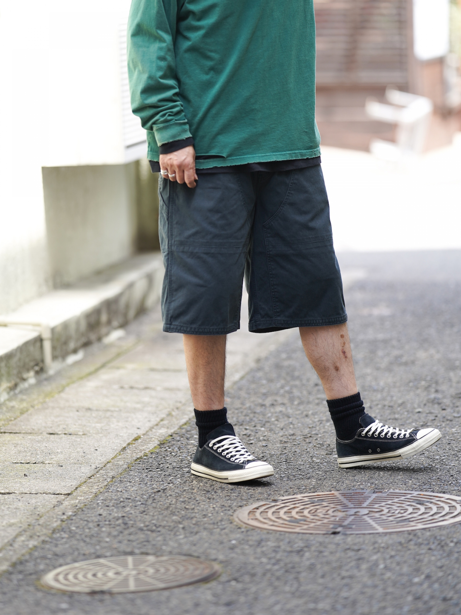 ANACHRONORM DOUBLE KNEE PAINTER SHORT PANTS / Black