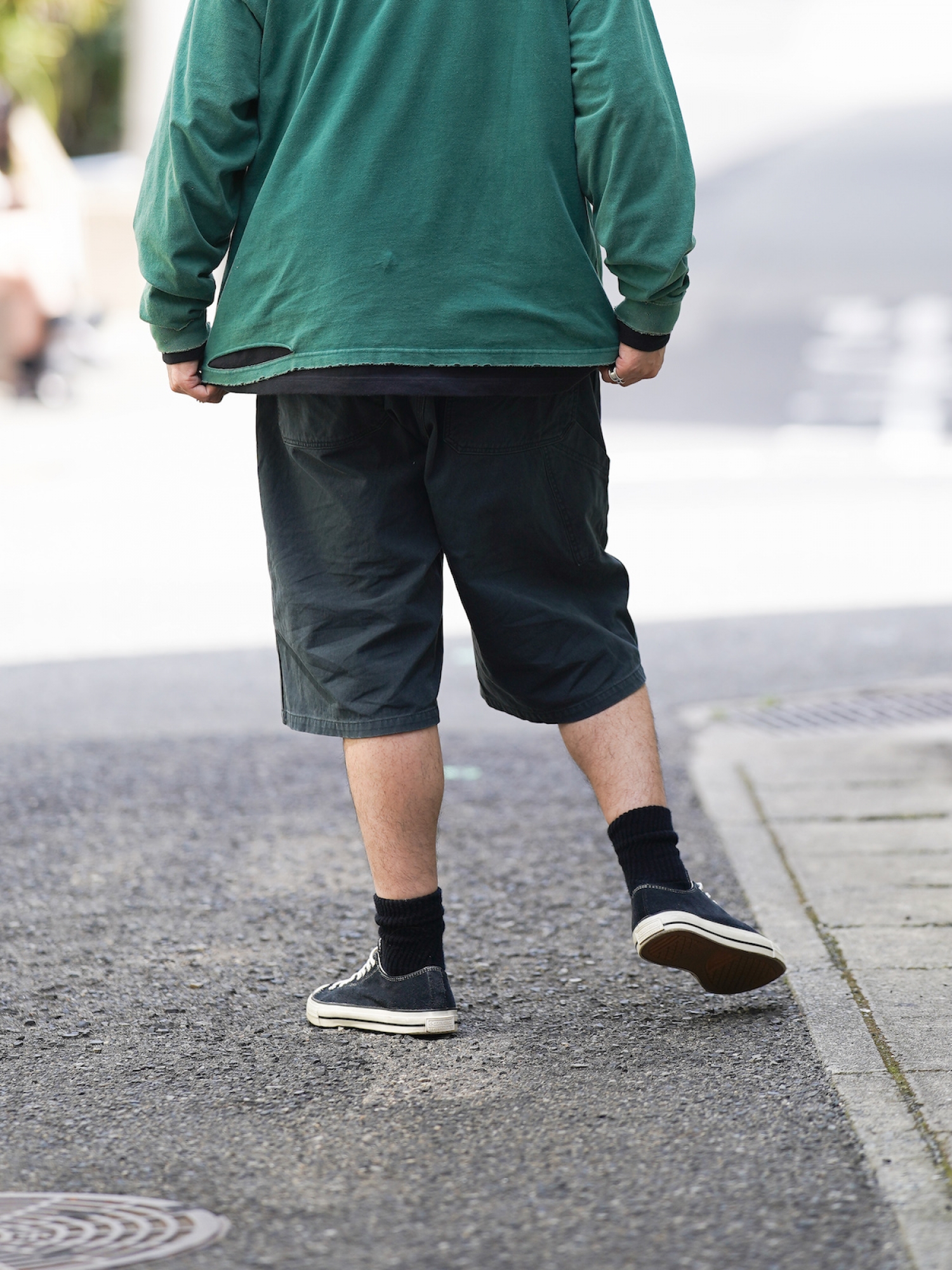 ANACHRONORM DOUBLE KNEE PAINTER SHORT PANTS / Black