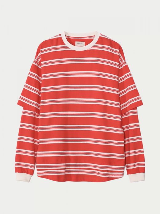 AMBERGLEAM BORDER LAYERED LONG SLEEVE T-SHIRTS / 3colors