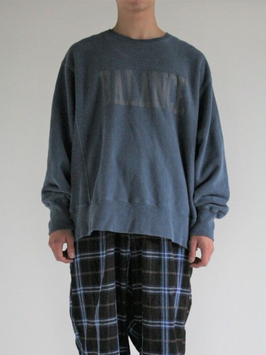 ANACHRONORM COLLEGE PRINT SIDE RIB SWEAT / Navy