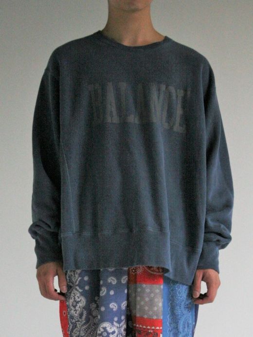 ANACHRONORM COLLEGE PRINT SIDE RIB SWEAT / Navy