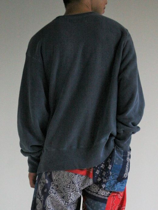 ANACHRONORM COLLEGE PRINT SIDE RIB SWEAT / Navy