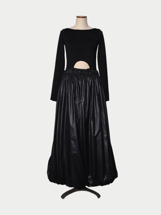 AMBERGLEAM BALLOON HYBRID DRESS / Black