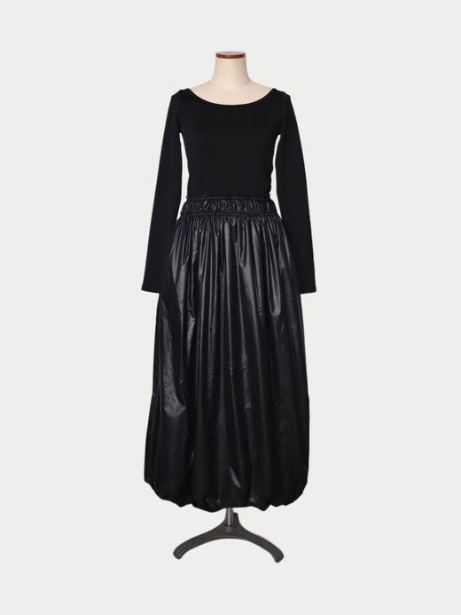 AMBERGLEAM BALLOON HYBRID DRESS / Black