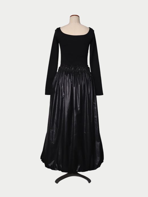 AMBERGLEAM BALLOON HYBRID DRESS / Black