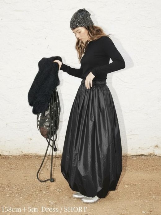 AMBERGLEAM BALLOON HYBRID DRESS / Black