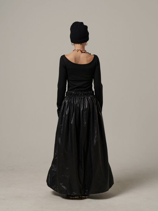 AMBERGLEAM BALLOON HYBRID DRESS / Black