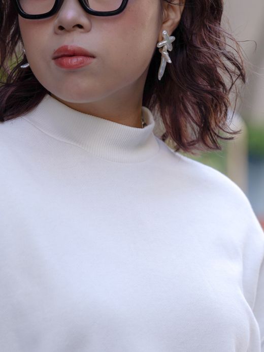 organicsta ORGANIC COTTON FLUFFY MOCKNECK SWEAT / White