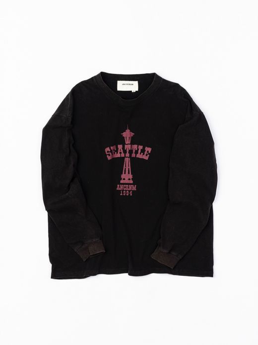 ANACHRONORM SPACE NEEDLE DAMAGED L/S T-S / Black
