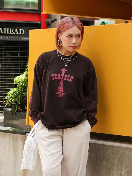 ANACHRONORM SPACE NEEDLE DAMAGED L/S T-S / Black