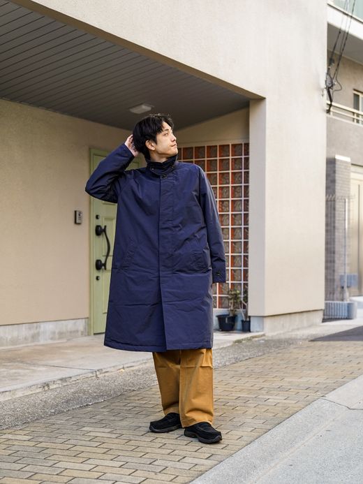 Audience 60/40クロス Sorona®Dupont 中綿 ステンカラーコート / UK. Navy