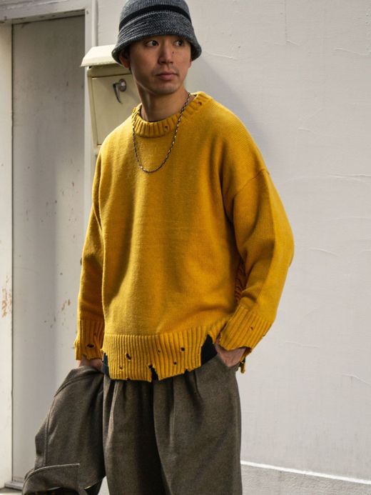 VOO FRINGE CREW DAMAGED / Mustard