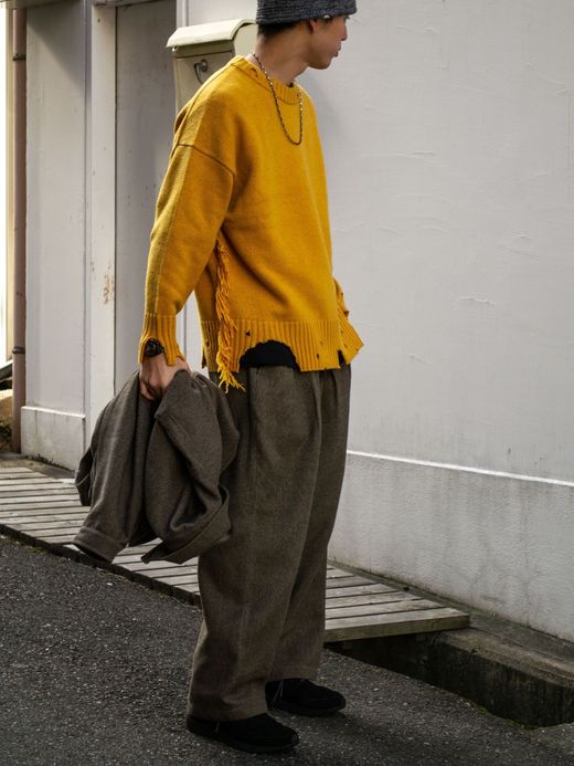 VOO FRINGE CREW DAMAGED / Mustard