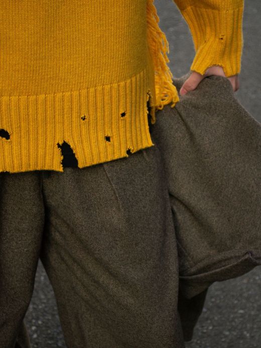 VOO FRINGE CREW DAMAGED / Mustard