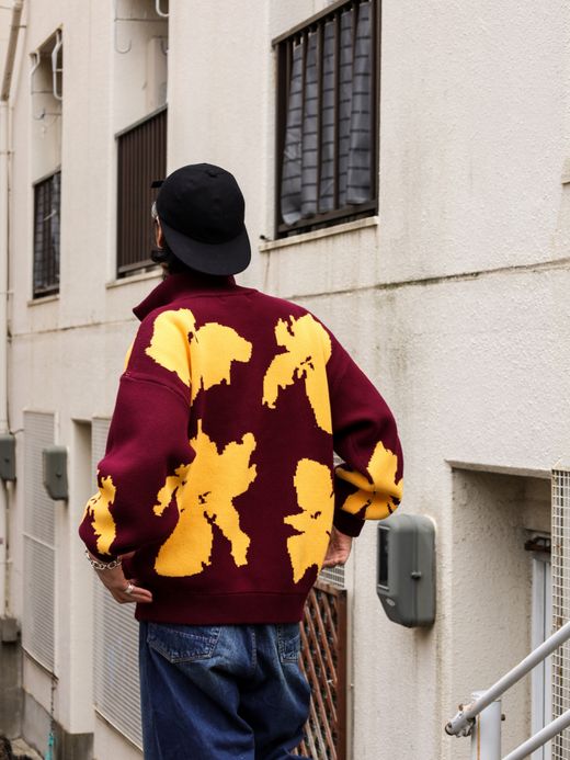 AMBERGLEAM BICOLOR HALF ZIP SWEATER / Malberry