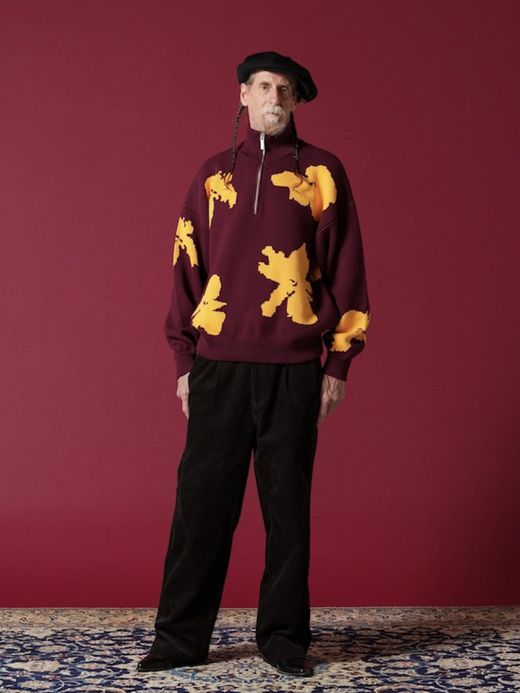 AMBERGLEAM BICOLOR HALF ZIP SWEATER / Malberry