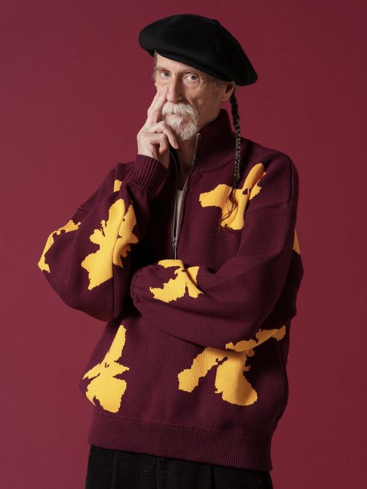 AMBERGLEAM BICOLOR HALF ZIP SWEATER / Malberry