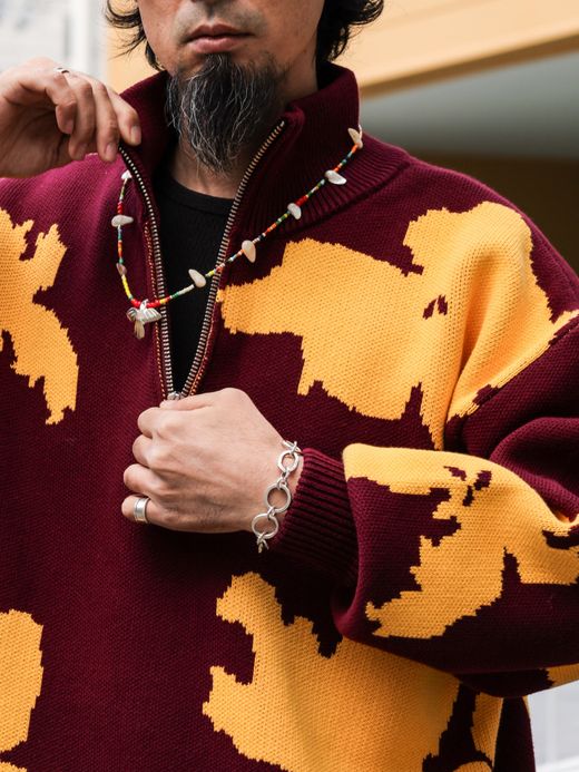 AMBERGLEAM BICOLOR HALF ZIP SWEATER / Malberry