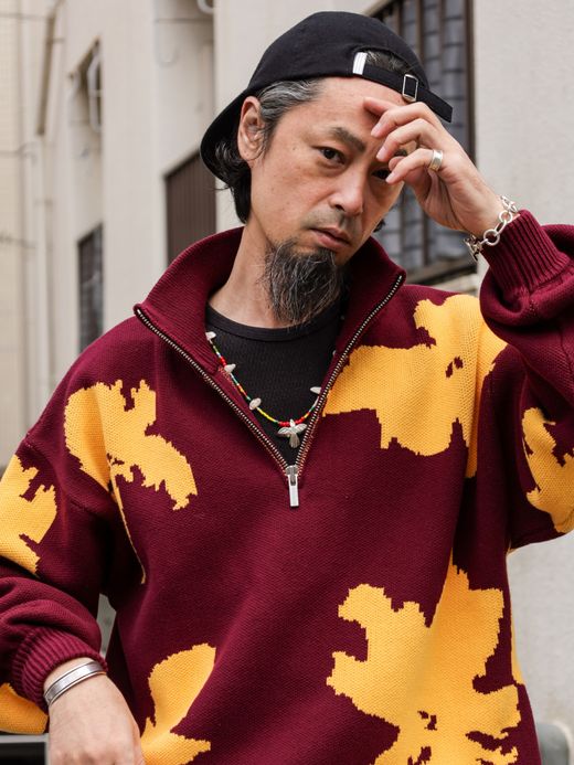 AMBERGLEAM BICOLOR HALF ZIP SWEATER / Malberry