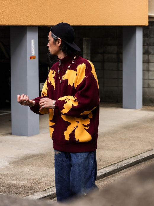 AMBERGLEAM BICOLOR HALF ZIP SWEATER / Malberry