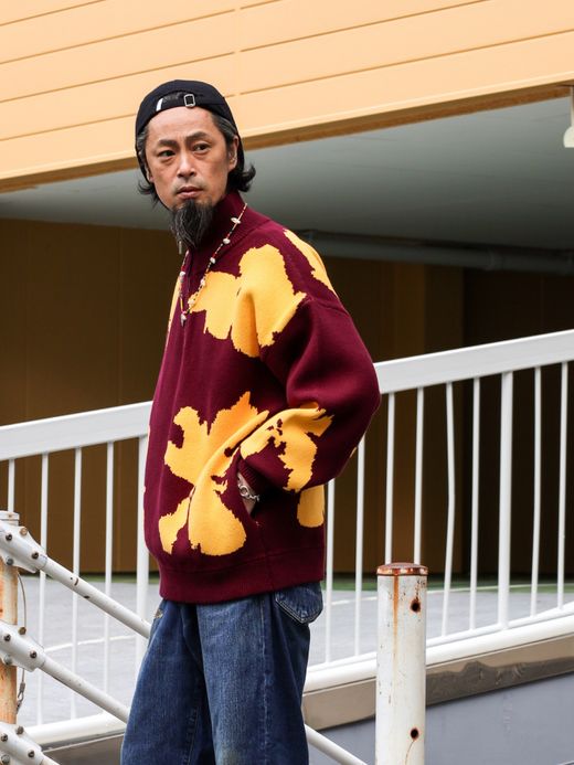 AMBERGLEAM BICOLOR HALF ZIP SWEATER / Malberry