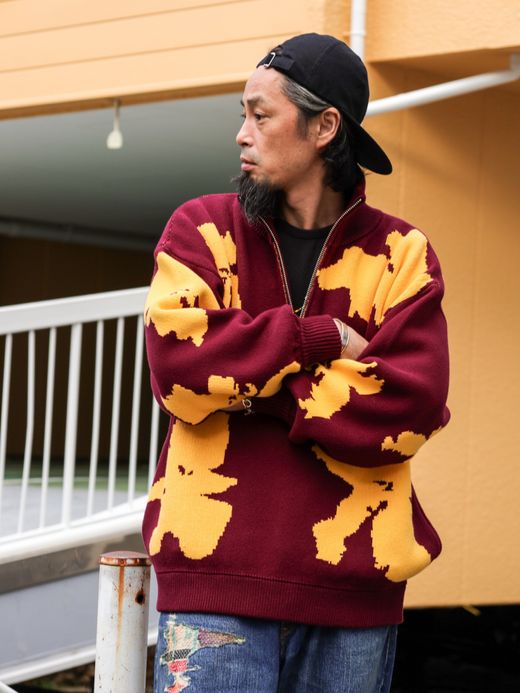 AMBERGLEAM BICOLOR HALF ZIP SWEATER / Malberry